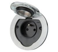 PROTEC - Prise de Sol étanche Initiale 16A 2P+T IP55 - Métal brossé