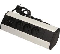 Prise de surface, boîtier d'angle ORNO OR-AE-1360, 3x prise, 2x USB, couleur noir-argent, câble 1,8m
