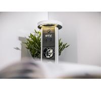 Prise de table 80 mm, 2 prises Schuko, USB-A + C, charge sans fil par induction 10 W, blanche