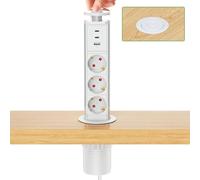 Prise de table encastrable - 2 ports USB-C PD 20 W - Prise encastrable - Triple avec USB - Pour cuisine ou bureau - Câble de 1,8 m