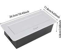 Prise de table escamotable - Bloc multiprise encastrable - 2 prises UE 250 V 16 A - USB-A 5 V 2,1 A + USB-C 5 V 2,1 A - 2500 W - Argent