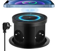 Prise de table escamotable - Prise encastrable escamotable - Prise européenne - USB-C - Recharge sans fil 15 W - Montage encastré