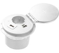 Prise de table GTV avec fonction de charge par induction et USB Blanc