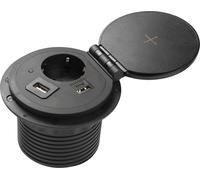 Prise de table GTV avec fonction de charge par induction et USB Noir