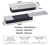 Prise de table rétractable - Modèle universel AM1301 - 2 prises 220V - Chargeur sans fil - USB et USB-C, HDMI et LAN - Boîtier métallique IP65 - Argent