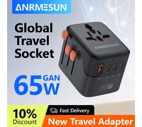 Prise de voyage à Conversion universelle mondiale, 2 prises de Type C, adaptateur de voyage AC EU US PD 65w 45w 25w, prise de voyage, charge rapide New 45W