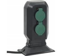 Prise d'extérieur avec piquet à 4 voies noir vert 15,5x11x24 cm
