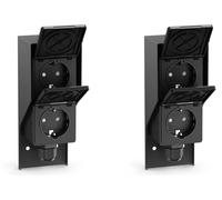Prise d'extérieur/pour pièces humides Ledscom.de Piwi - Lot de 2 - Montage en surface - IP44 - Double prise Schuko - 16 A / 230 V