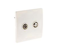 Prise TV M 9,52 +SAT. vis + griffes Diwone Blanc
