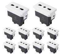 Prise double 2P+T, 10/16 A, blanche, lot de 10, compatible avec les gammes Bticino Living et Vimar Plana