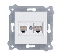 Prise double RJ45 - EXEN - Cat.6 - Blanc - Mécanisme sans cadre - Intérieur