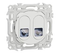 Prise double RJ45 - SCHNEIDER - Odace - Gigabit - PoE+ - Blanc