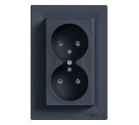 Prise double 2P+T monobloque Anthracite Schneider Asfora