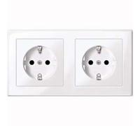 Prise double SCHUKO, BRS, bornes enfichables, blanc brillant, M-SMART