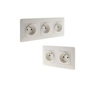 Prise double + simple 2P+T précâblée - installation rapide -
