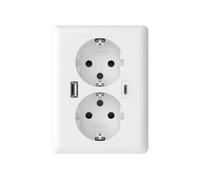 Prise double - SMART LIVING - EasyCharge DUO - 2 USB - 18W - Blanc brillant