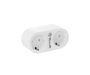 Prise double Tellur WiFi AC, lecture d'énergie, 16A, 2400W