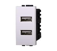 Prise double USB compatible avec Bticino Living Light, module chargeur mural 2 ports USB 5 V 2,1 A (blanc)