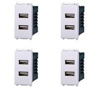 Prise double USB de type A, 5V 2,1A, blanche, lot de 4, Vimar Plana