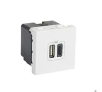 Legrand Chargeur USB Mosaic 077592 Type-A+Type-C 3A 15W 2 modules Blanc 230V