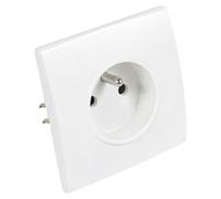 Prise électrique 2P+T, 16A, blanche, avec fixation par vis ou par griffes