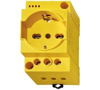 Prise électrique de cadre Schuko + Bipasso italienne - Couleur jaune - Sans LED de présence de tension dans la prise.