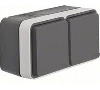 Prise électrique double Berker 47843515 W.1 apparent gris, gris clair