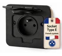 Prise électrique en acier inoxydable, indice de protection IP55, type E, avec couvercle rabattable et borne de connexion