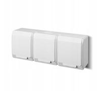 Elektro-Plast Prises de courant étanches extérieures Blanc IP44 16A 250V – Lot de 3