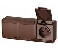 HERMES Prise 3x2P+Z IP44 marron 0323-06 mask5901130483105