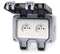 Prise électrique extérieure - Étanche - IP66 - Double prise - 16A - Protection UV