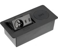 Prise électrique pour meubles, chargeur à induction de 5 W, ports USB-A et USB-C, format compact, disponible en blanc, noir et aluminium