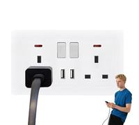 Prise électrique, prise multiple, adaptateur d'extension double avec 2 ports, convertisseur pour chambre, bureau, maison, salle de bain, extérieur