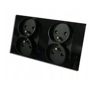 Prise Électrique Quadruple - BSEED - Verre Trempé - Noir - 16A - Norme UE
