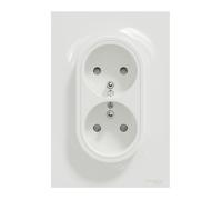 Schneider Electric - Odace prise de courant 2P+T double Blanc, à griffes spécial renovation, 1 poste - S521089