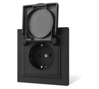 Prise électrique simple étanche avec couvercle et griffes - Noir