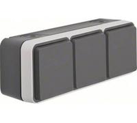 Prise électrique triple Berker 47733515 W.1 apparent gris, gris clair