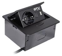 Prise encastrable 1 prise et USB C avec câble noir GTV AVARO