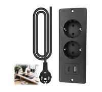 Prise encastrable 4 en 1 avec USB-C PD20W, 2 prises AC, câble 1,5 m, noir pour bureau et plan de travail