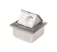 Prise encastrable au sol LEDmaxx, 1x prise, 1x RJ45, aluminium, carrée