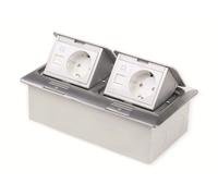 Prise encastrable au sol LEDmaxx, 2 prises, 2 RJ45, aluminium, carrée