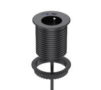 Prise Encastrable avec USB C, Dinolink Multiprise Encastrable Ø 60 mm | 1 prise, 1 port USB-A, 1 port USB-C et câble de 2 m, idéale pour bureau, table et plan de travail.