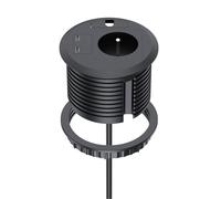 Prise Encastrable avec USB C PD20W, Dinolink Multiprise Encastrable avec 1 Prise, 2 Port USB C, Multiprise Bureau pour Plan de Travail, Cuisine, Bureau, Meubles, Ø 80MM, 2M Câble, Noir