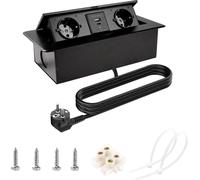 Prise encastrable escamotable avec 2 compartiments, port de charge USB & type C, câble de 1,8 m, fiche UE - Charge rapide 18W pour le bureau et la maison