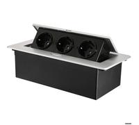 Prise encastrable escamotable avec 3 prises pour plan de travail, comme prise de table ou prise au sol pour la cuisine, le bureau,
