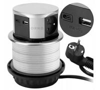 Prise encastrable Orno OR-GM-9049/G, avec port USB-C, couleur argent