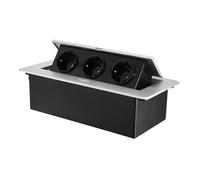 Prise encastrable pop-up 3 prises 2500W noir - encastrable plan de travail / bureau