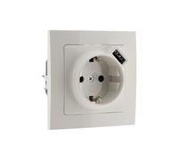 Prise encastrable Schuko 16A + USB - Kalya - Blanc -