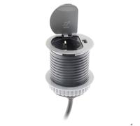 Prise encastrable Schuko + USB Ø60mm - Gris - Otio