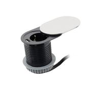 Prise encastrable Schuko + USB A avec couvercle à glissière - Noir - Otio